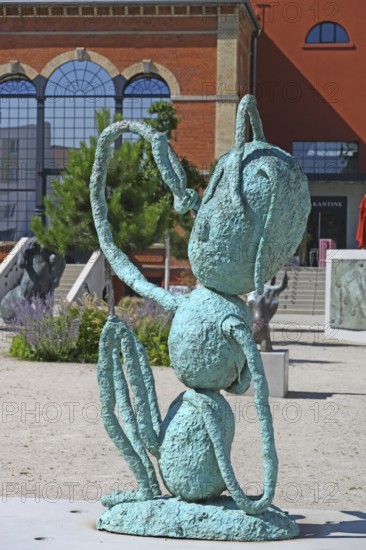 Sculpture Blowing the horn by Joakim Ojanen 1985, Sculpture Park, Offenburg, Baden-Württemberg,