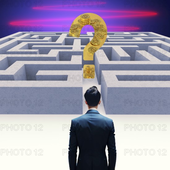 Symbolic image, manager puzzles, bittcoin, risk, contracts, agreements, difficulties, conflict,