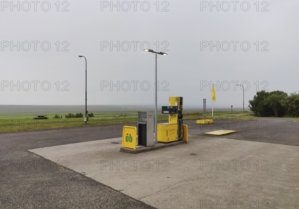 Petrol station vending machine with self-service day and night in rural surroundings, Laugarbakki,