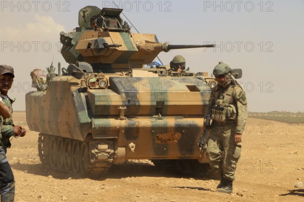 A Turkish Army tank participating in the expulsion of ISIS militias from northern Syria. Aleppo,
