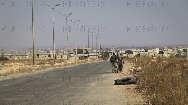 Syrian opposition fighters during battles with ISIS in northern Syria. Counterterrorism. Aleppo,