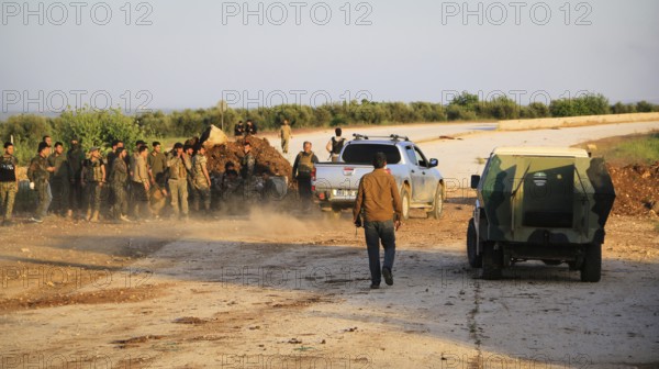 Syrian opposition fighters during battles with ISIS in northern Syria. Counterterrorism. Aleppo,
