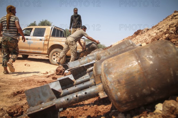 Syrian opposition forces firing mortar shells at ISIS gathering points in northern Syria. Aleppo,