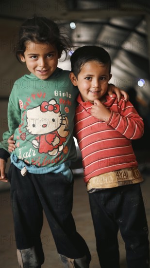 A Syrian refugee child photographed in a camp, reflecting the harsh living conditions of displaced
