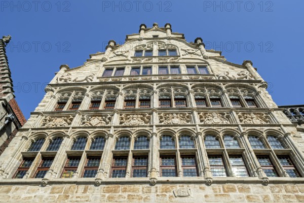 Façade of 16th century guildhall of the Free Boatmen, Gildehuis der Vrije Schippers at the Graslei