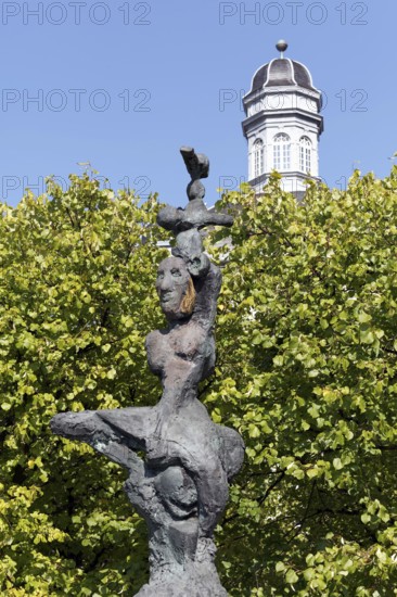 The Ugly Greets the Beautiful I, bronze sculpture by sculptor Markus Lüpertz, Bensberg Castle,