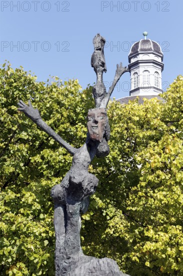 The Ugly Greets the Beautiful II, bronze sculpture by sculptor Markus Lüpertz, Bensberg Castle,