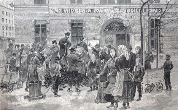 Heating material, distribution of coal to the poor, 1898, Vienna, Austria, Historical, authentic,