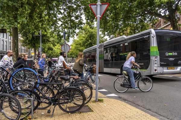 Ride your bike in the city centre of Groningen, old town, designated areas where bikes may be