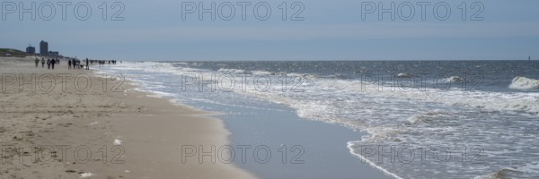 Restaurant and beach crossing, panorama format, Wenningstedt, Sylt, North Frisia,