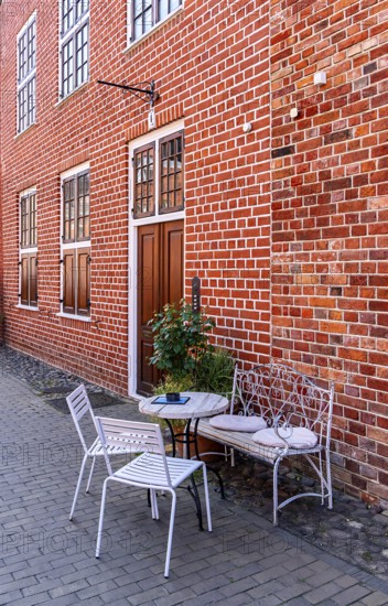 Catering, retail and typical, historic architecture in the Dutch Quarter in Potsdam, Brandenburg,