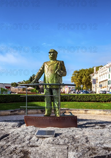 Bronze statue by the sea, tribute from the municipality of Cascais to King D. Carlos I, Cascai,