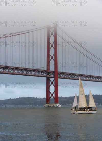 The Ponte 25 de Abril, 3.2 km long bridge in Portugal with a 2278 meter long suspension bridge