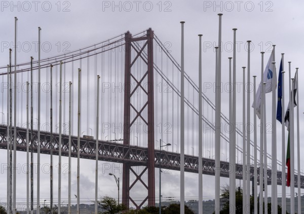 The Ponte 25 de Abril, 3.2 km long bridge in Portugal with a 2278 meter long suspension bridge