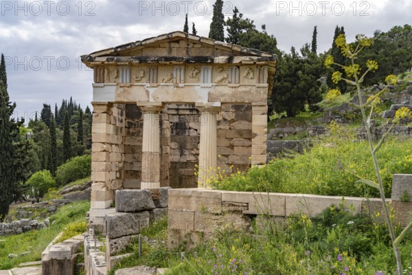 The Treasury of the Athenians, Archaeological Site of Delphi, UNESCO World Heritage Site in Delphi,