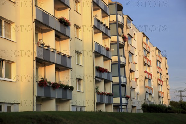 Rental apartments of the Weimar housing cooperative, prefabricated building, balconies, renovated,