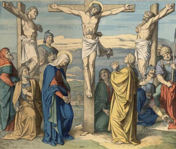 Biblical story, Jesus speaks the last seven words and dies, words which, according to traditional