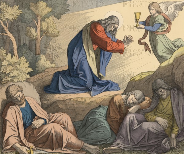 Biblical story, Jesus experiences his fear of death on the Mount of Olives in the Garden of