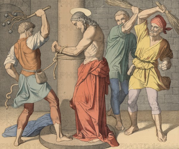Biblical story, Jesus is scourged, the Roman flagellation was a painful and degrading procedure.