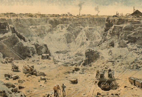 Diamond mine in Kimberley, South Africa, around 1900, based on a painting by Thomas Nelson,
