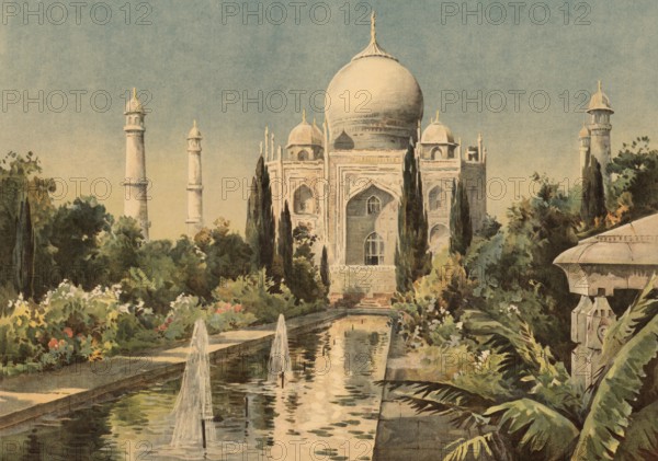 Taj Mahal in Agra, a world-famous tomb built in the 17th century by Grand Mogul Shah Jahan for his