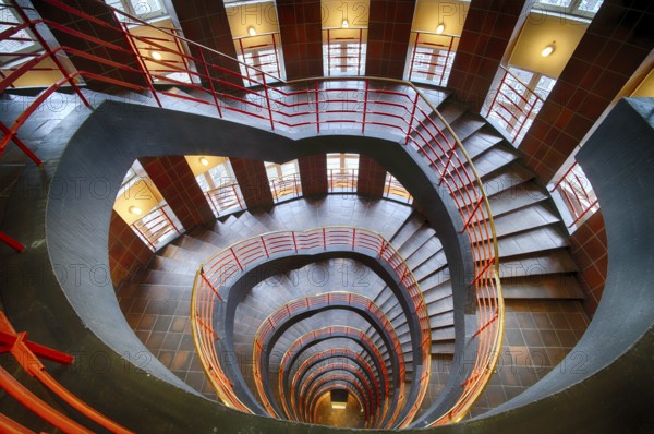 Interior view, staircase, round, Sprinkenhof office building, Free and Hanseatic City of Hamburg,