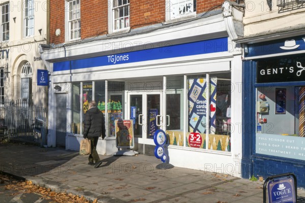 Branch of TG Jones shop store newly rebranded from WH Smith, Devizes, Wiltshire, England, UK