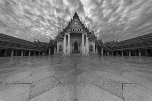 Marble temple, made of Carrara marble, Wat Benchamabopit, back of Ubosot, Buddhist temple in the