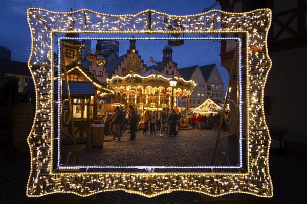 There is a large illuminated picture frame on the Römerberg in Frankfurt am Main, through which you