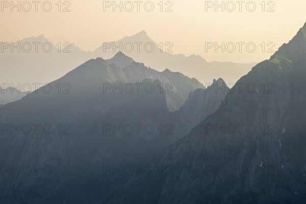 View of the surrounding peaks from the Rotstein Pass, Alpstein, Appenzell, Switzerland