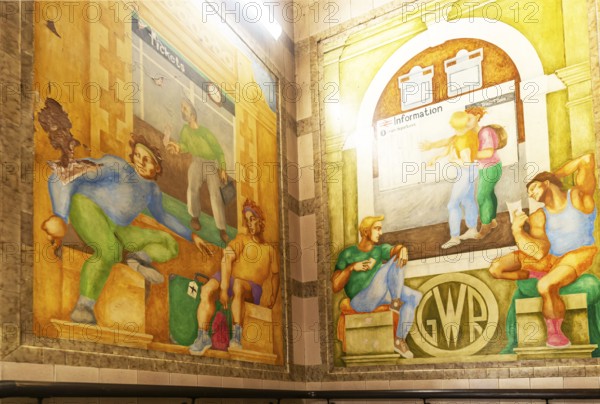 Stairwell mural, Exeter St Davids railway station, Exeter, Devon, England, UK by Bridget Green also