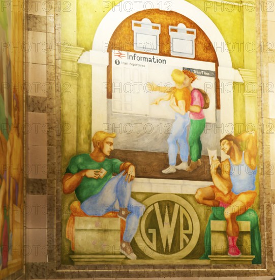 Stairwell mural, Exeter St Davids railway station, Exeter, Devon, England, UK by Bridget Green also