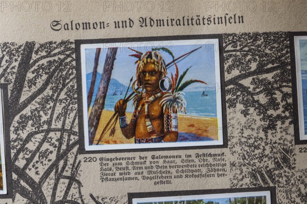 German colonies. Solomon and Admiralty Islands. Solomon Islands native in festive decoration. An