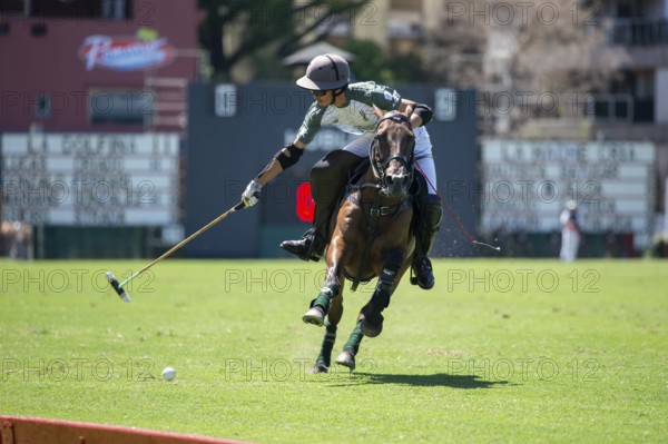 Portrait of polo player Bautista Bayugar from the La Hache Cria y Polo team at the 132nd Argentine