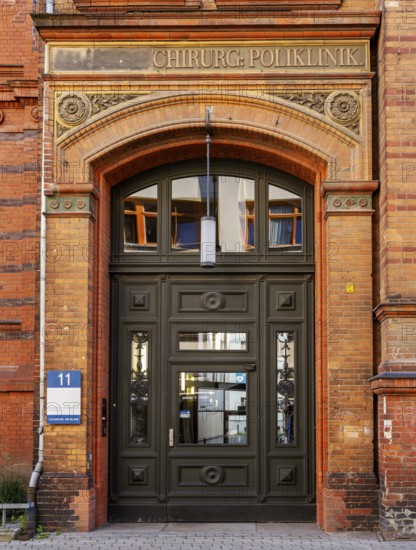 Historic building façade of the former polyclinic, now Humboldt University in Berlin, Ziegelstraße
