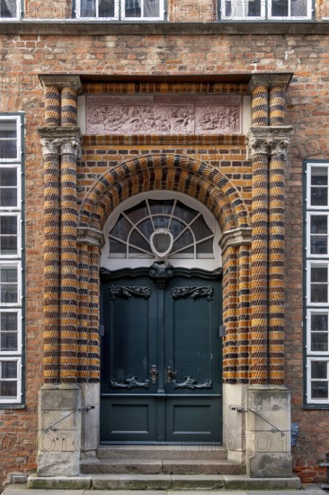 Renaissance entrance portal with terracotta decoration of the Schabbelhaus, built in 1558, renewed