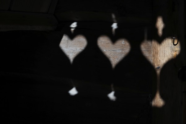 Shadows of a balustrade, Maihaugen open-air museum with houses and objects from farms in