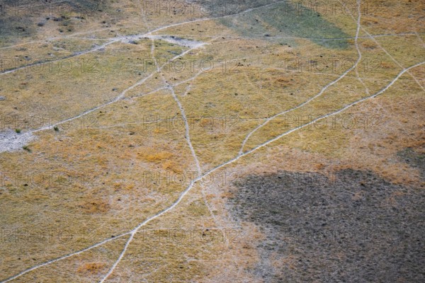 Paths, trails in the countryside, animal trails Aerial view of the Okavango Delta, near Maun,