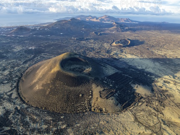 Montaña Negra volcano, picturesque volcanic landscape with volcanic craters and lava fields in