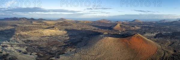 Panorama, Caldera Colorada volcano and Volcán de Las Nueces, picturesque volcanic landscape with