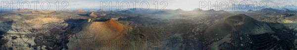 Panorama, Caldera Colorada volcano and Montaña Negra, picturesque volcanic landscape with volcanic