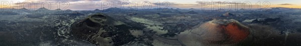 Panorama, Caldera Colorada volcano and Montaña Negra, picturesque volcanic landscape with volcanic