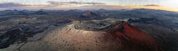 Panorama, Caldera Colorada volcano, picturesque volcanic landscape with volcanic craters at