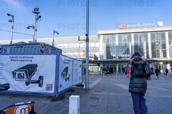 Downtown Dortmund, in front of the main train station, the police have set up comprehensive video