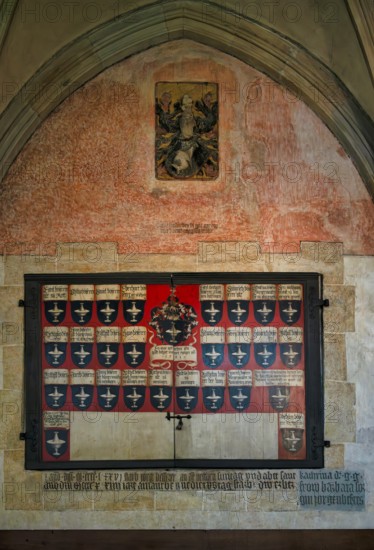 Interior view, epitaph, pedigree, Bessererkapelle, Our Lady of Ulm, Ulm Münster, Ulm,