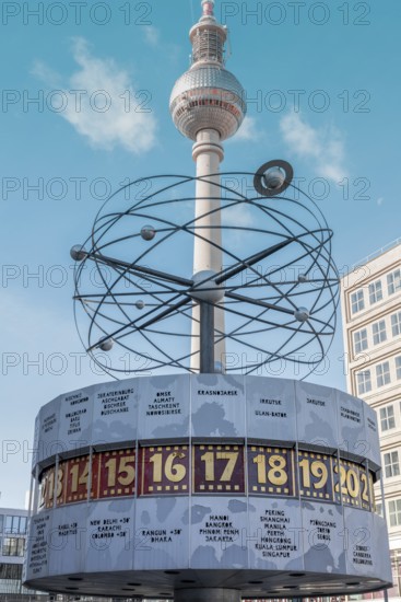 World clock with TV tower Alexanderplatz Berlin Germany
