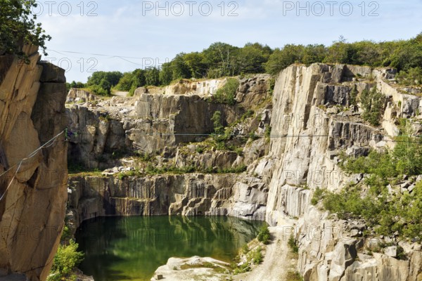 Opal lake in the granite quarry, Moselleøkken Stenbrudsmuseum, museum in the quarry, Hammerknuden,