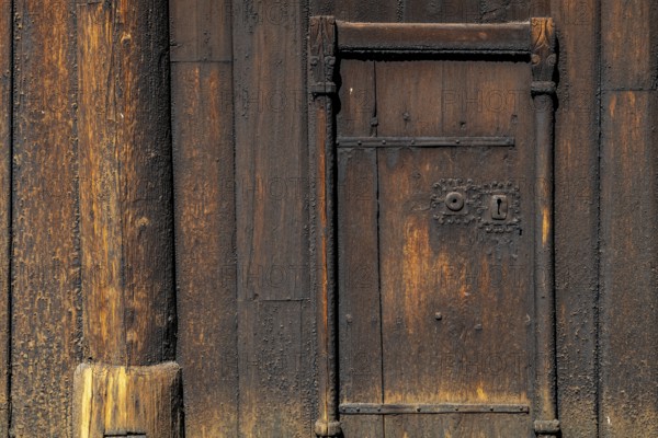 Wooden door, Garmo Stave Church, Maihaugen open-air museum with houses and objects from farms in