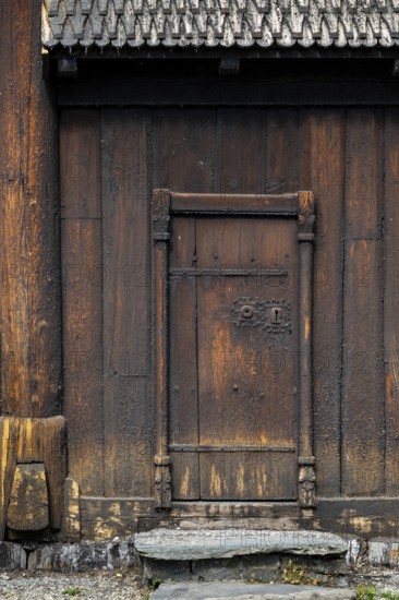 Wooden door, Garmo Stave Church, Maihaugen open-air museum with houses and objects from farms in