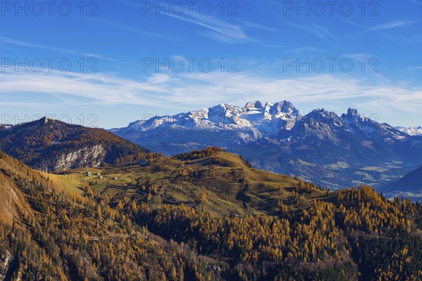 Alpbichlalm with Dachstein massif, autumn, Osterhorn Group, Salzkammergut, Province of Salzburg,